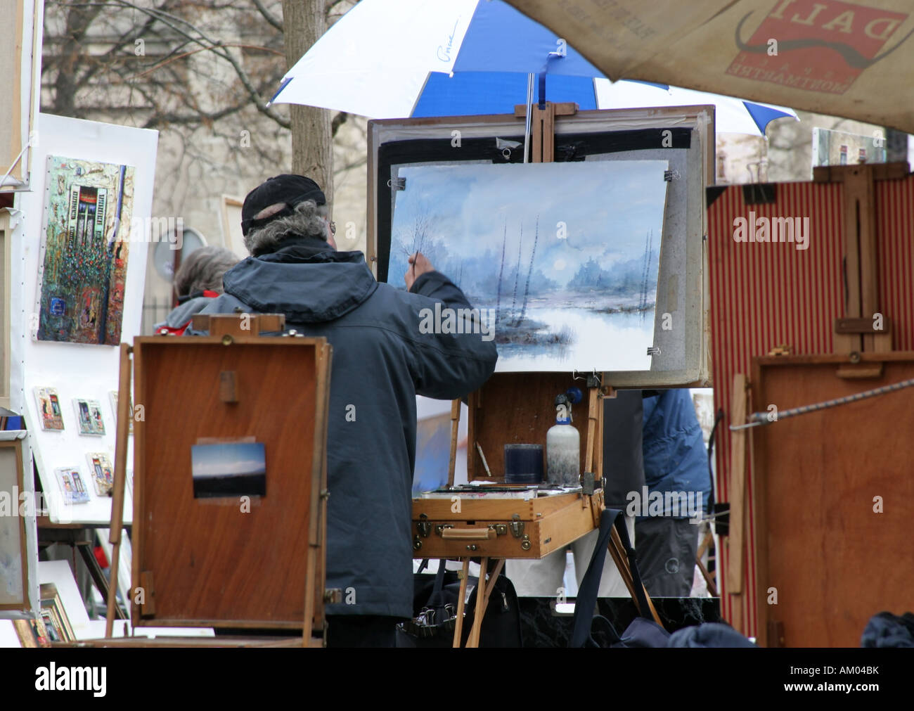 Künstler bei der Arbeit an Montmartre Paris Frankreich Stockfoto