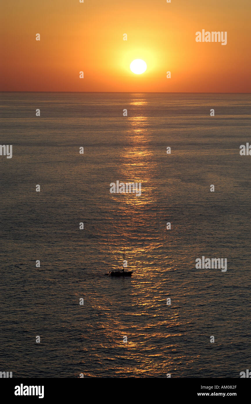 Sonnenuntergang Küste des Tramuntana-Costa Nord Mallorca Mallorca Spanien Europa Mittelmeer Stockfoto