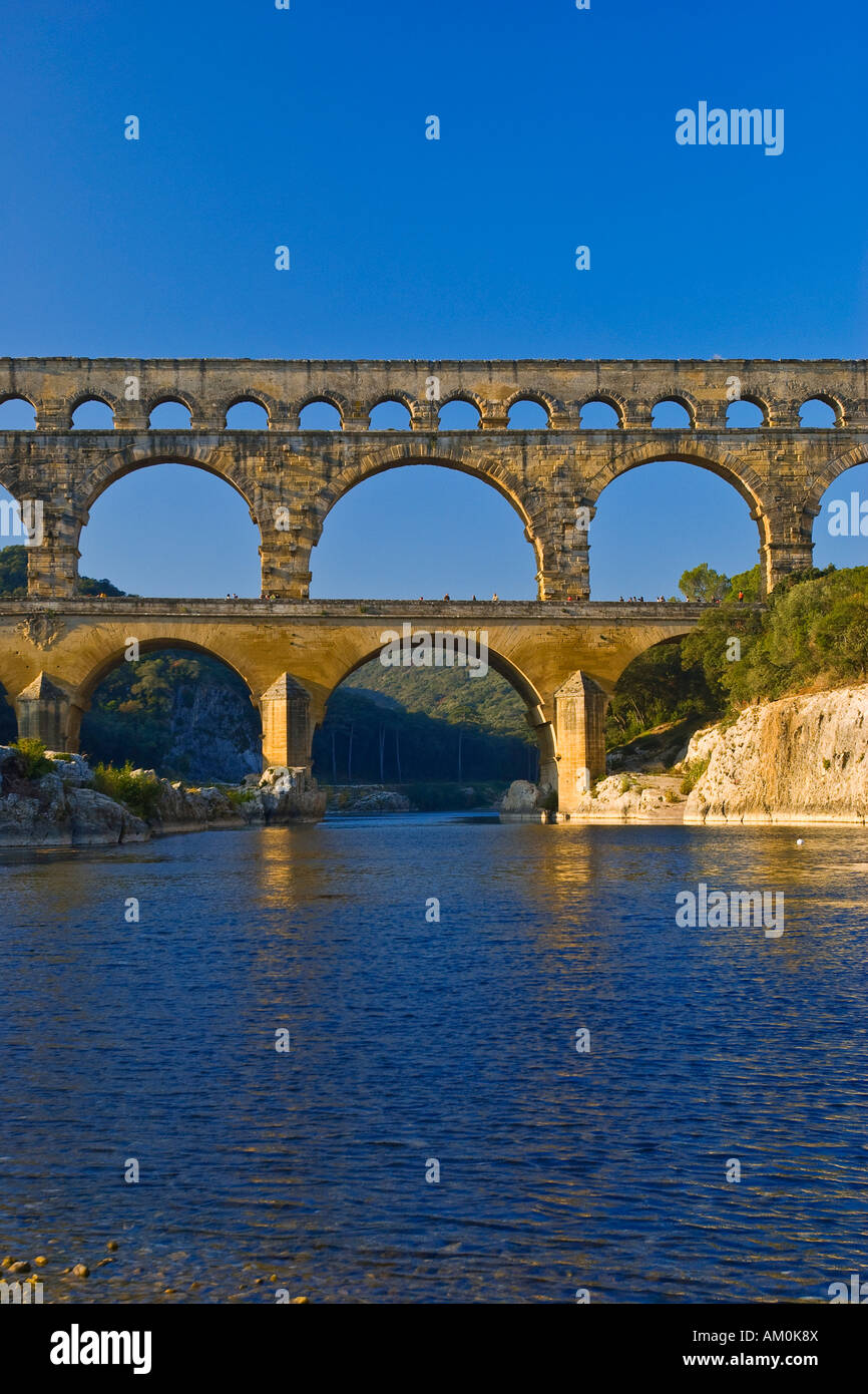 Aquädukt Pont du Gard, Languedoc-Rousillion, Frankreich Stockfoto