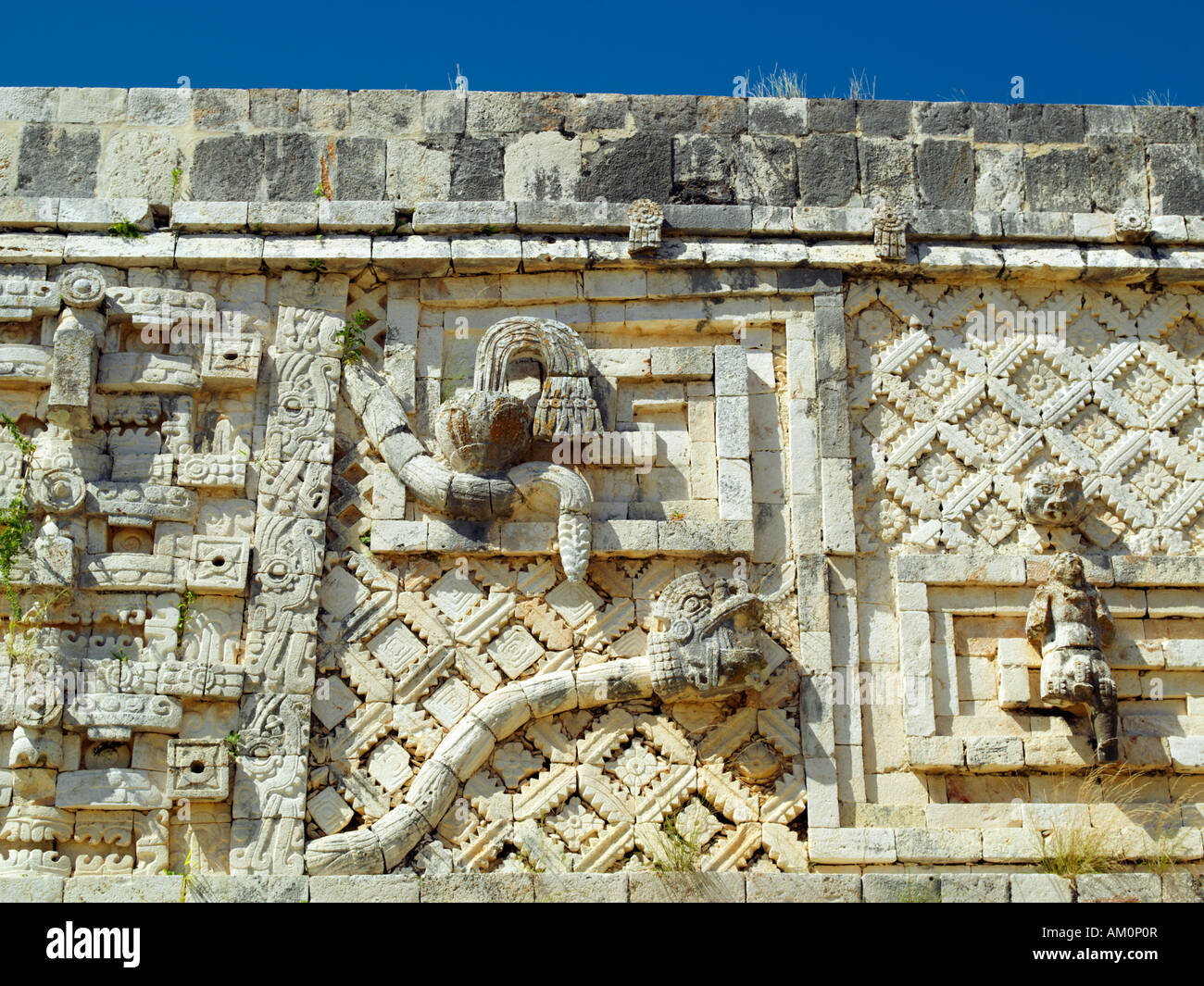 Architektonische Details von Uxmal Stockfoto