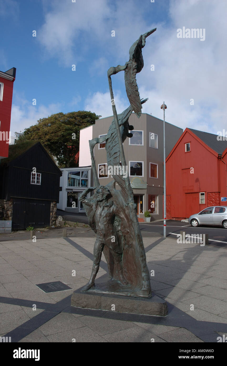 Nólsoyar Páll Denkmal in Tórshavn auf den Färöern Stockfoto