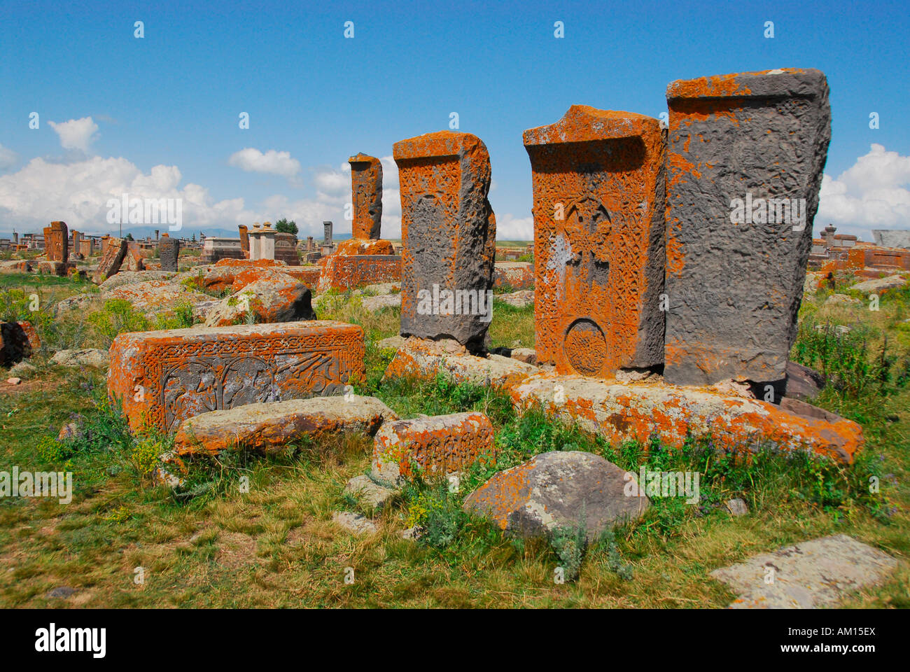 Kreuz-Platten am Noraduz Friedhof, Noraduz, Armenien Stockfoto