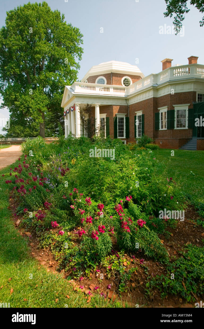 Vorderseite des Thomas Jefferson s Monticello bei Charlottesville Virginia Stockfoto