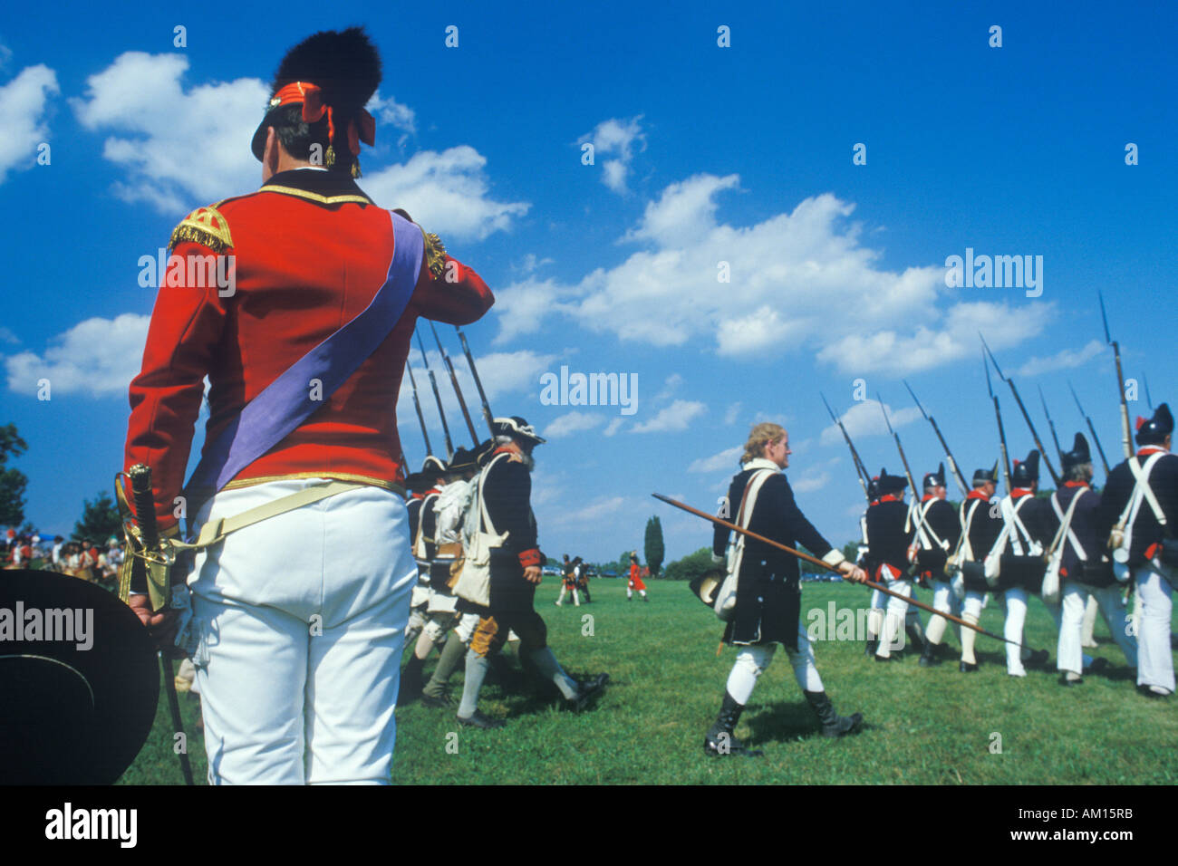 Historisches Reenactment Daniel Boone Homestead Brigade der amerikanischen Revolution kontinentale Armee Infanterie Stockfoto