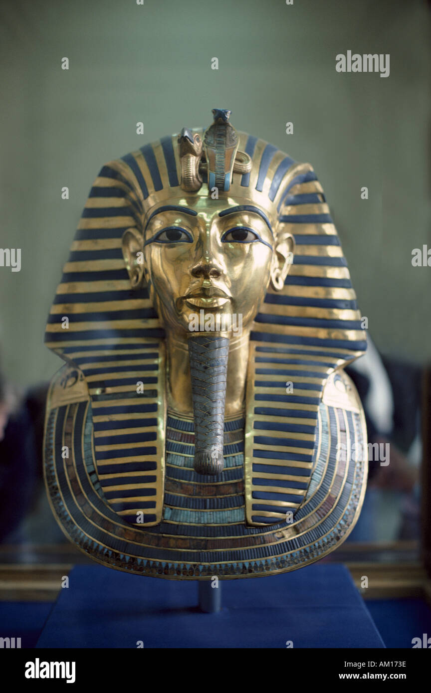 Die schönen gelben gold Totenmaske von Tutankhamen Museum Kairo Ägypten-Nordafrika Stockfoto