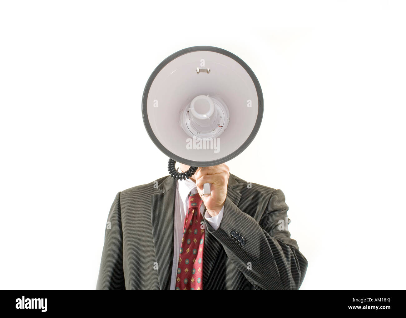 Business-Mann schreien in ein Megaphon Stockfoto
