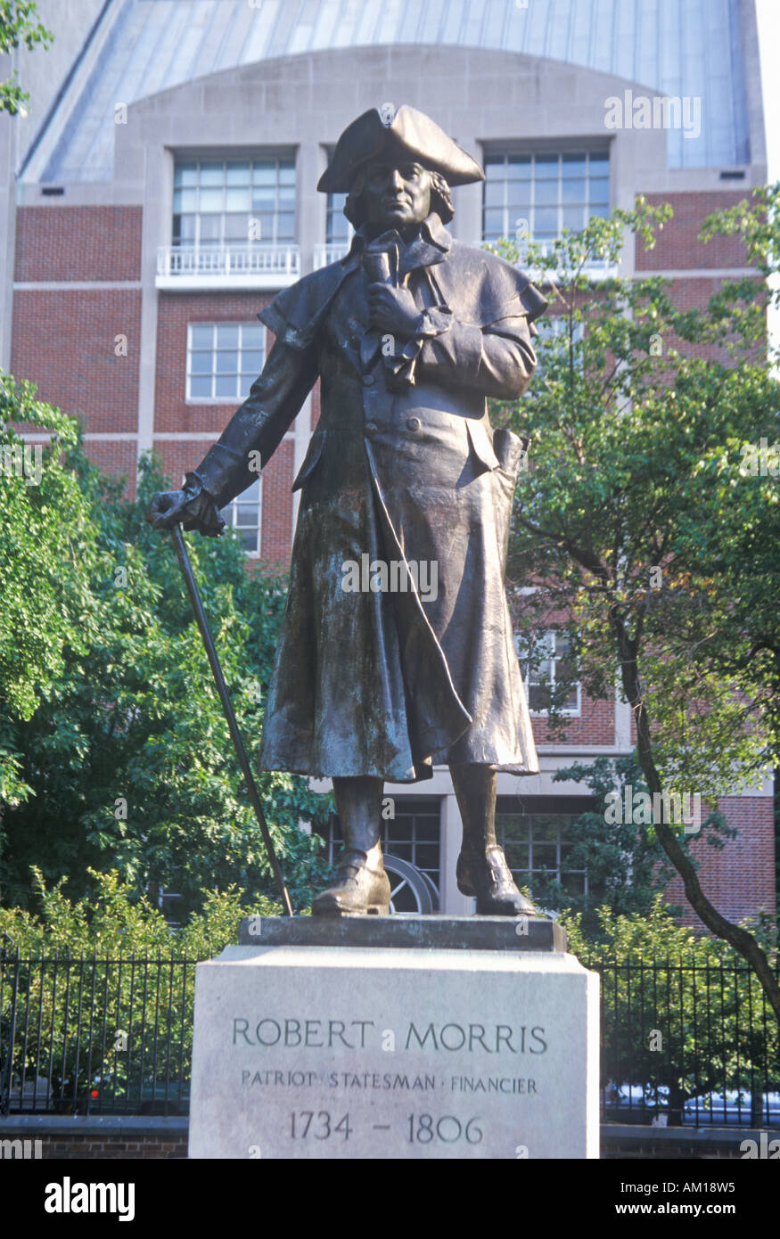 Bronzestatue des Gründungsvater und Revolution Finanzier Robert Morris in der Altstadt von Philadelphia Pennsylvania Stockfoto