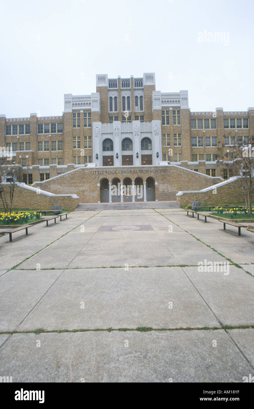 Little Rock historischen Central High School vor dem Eingang Seite der 1950 s Bürgerrechte protestiert in Little Rock Arkansas Stockfoto