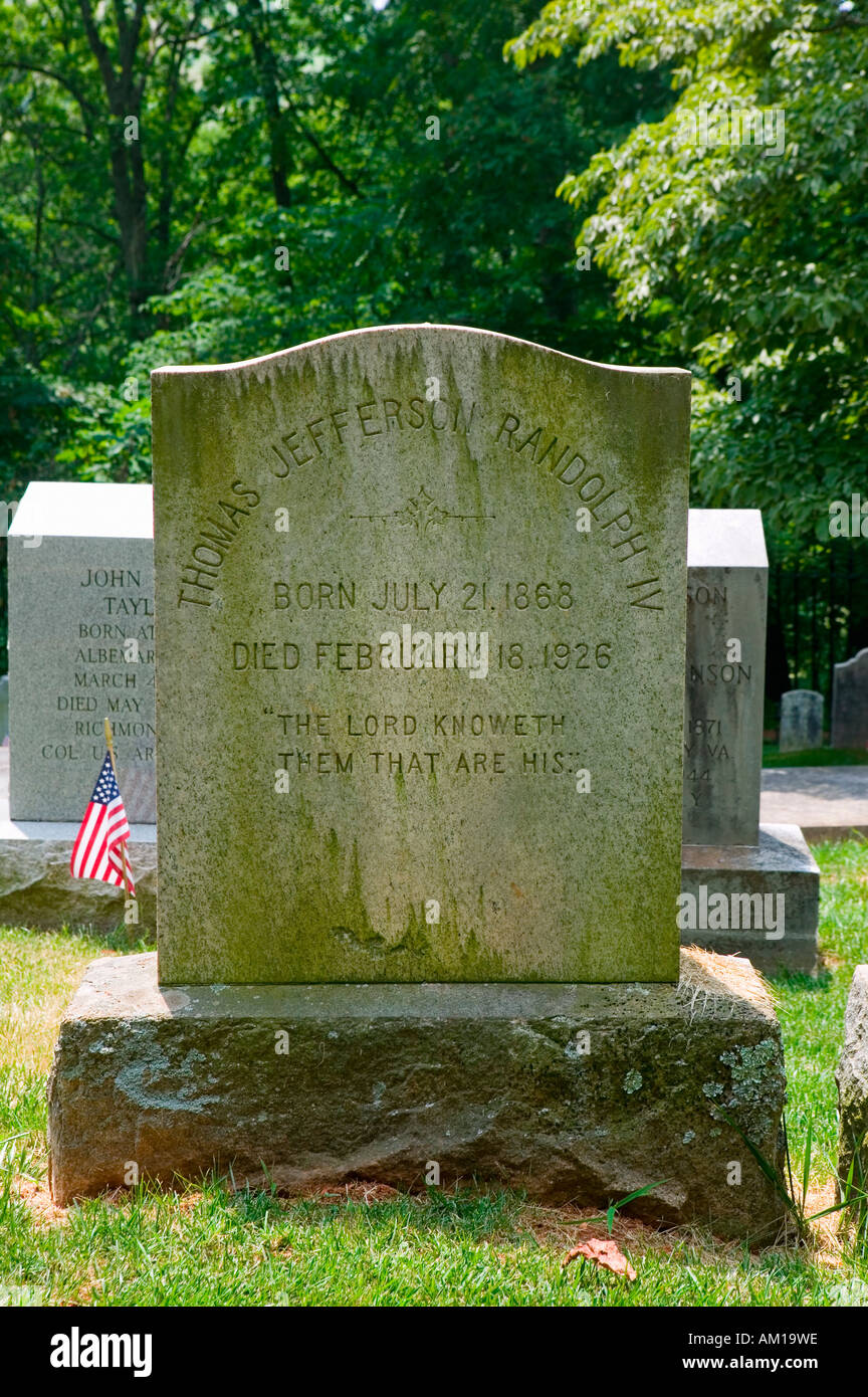Randolph Familie Grabstein in privaten Monticello Friedhof Charlottesville Virginia Haus von Thomas Jefferson Stockfoto
