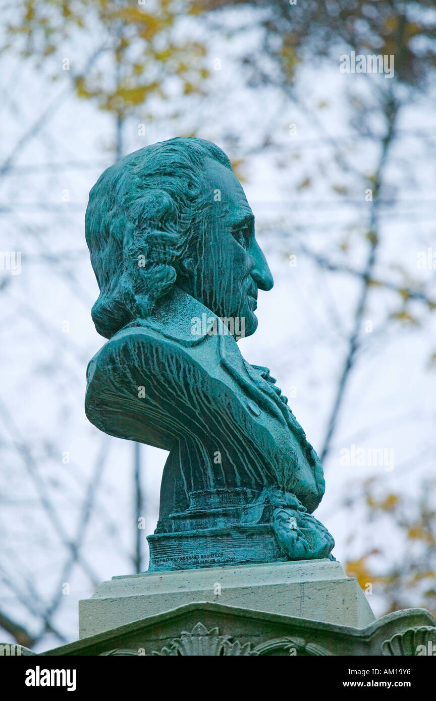 Büste von Thomas Paine auf seinem Denkmal in New Rochelle, New York Stockfoto