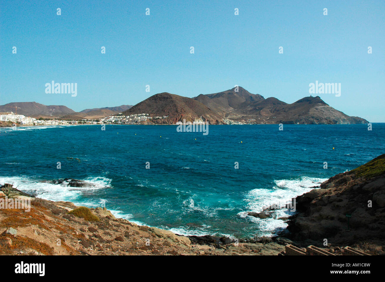 Dorf von San Jose und Cala Higuera Hügel CABO DE GATA natürlichen PARK Almeria Provinz Andalusien Spanien Stockfoto