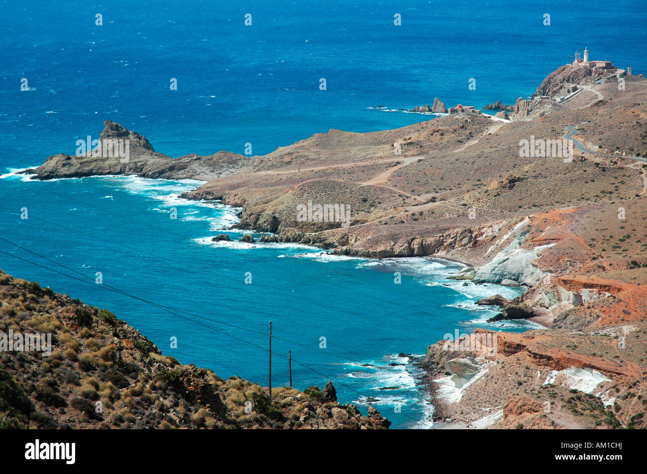 Cabo de Gata Leuchtturm CABO DE GATA natürlichen PARK Almeria Provinz Andalusien Spanien Stockfoto