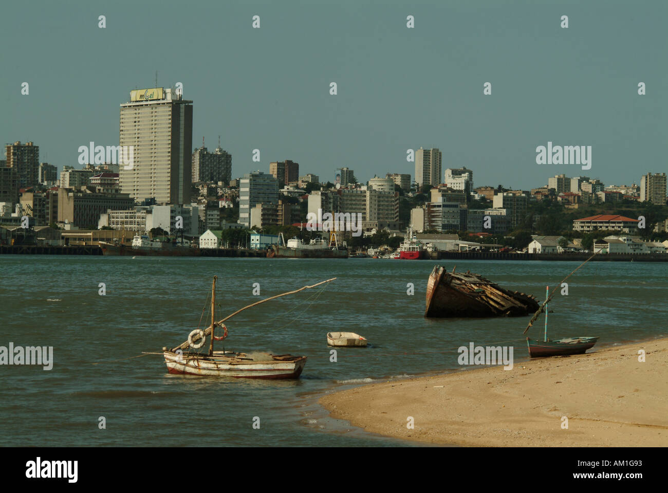 Maputo Skyline von Katembe Bezirk. Maputo, Mosambik, Afrika Stockfoto