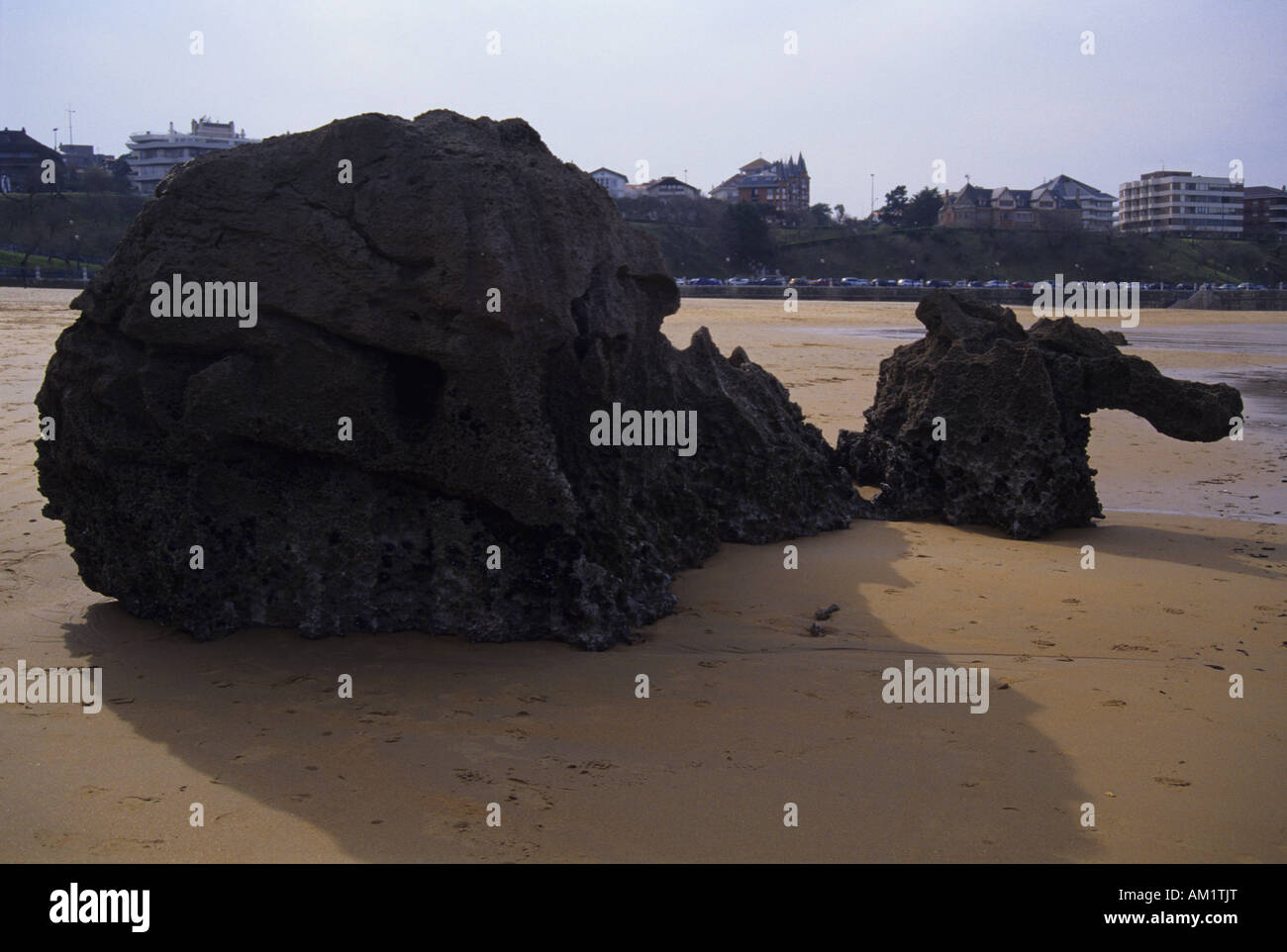 Camello Rock im Camello Strand Stadt Cantabria SANTANDER Spanien Stockfoto