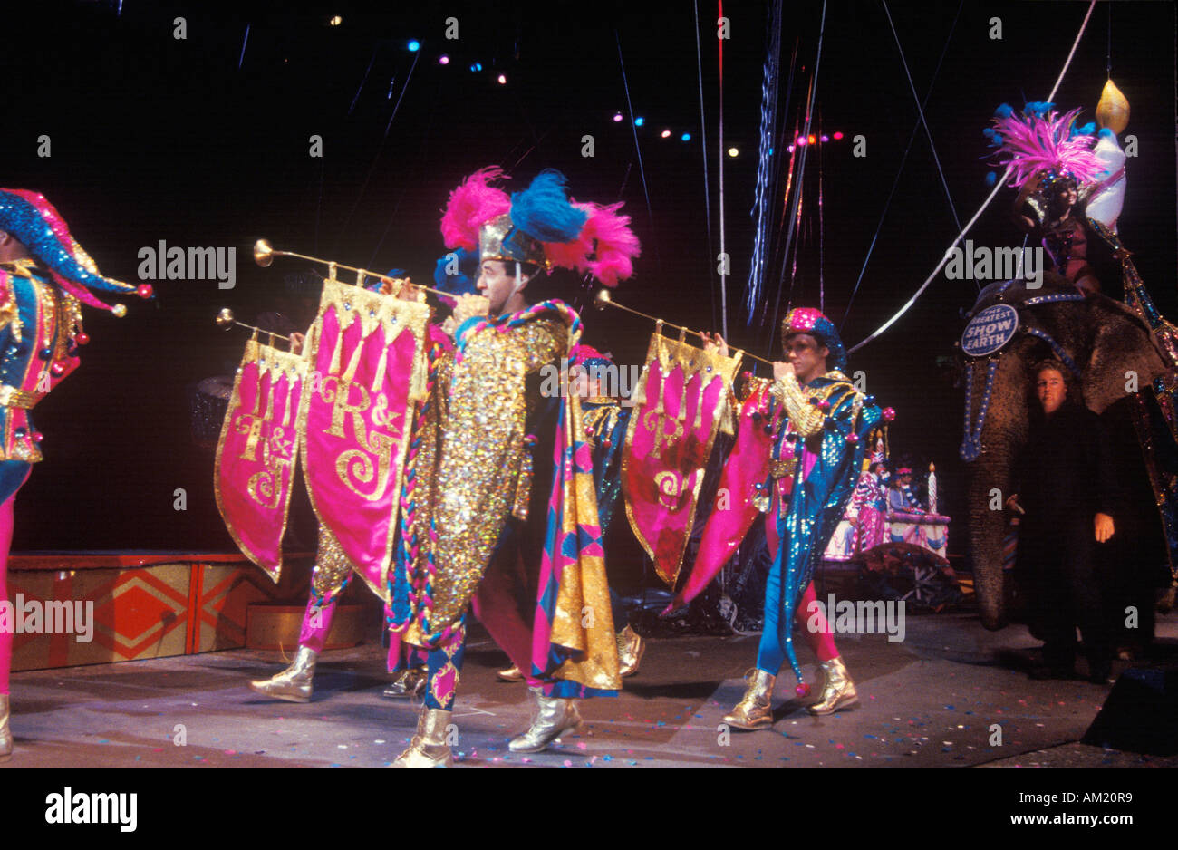 Narren mit Fanfaren Ringling Brüder Barnum Bailey Zirkus Stockfoto