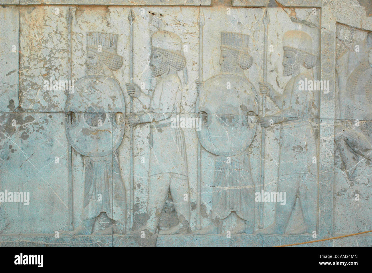 Persische Krieger Relief Xerxes Palast PERSEPOLIS Iran Stockfoto