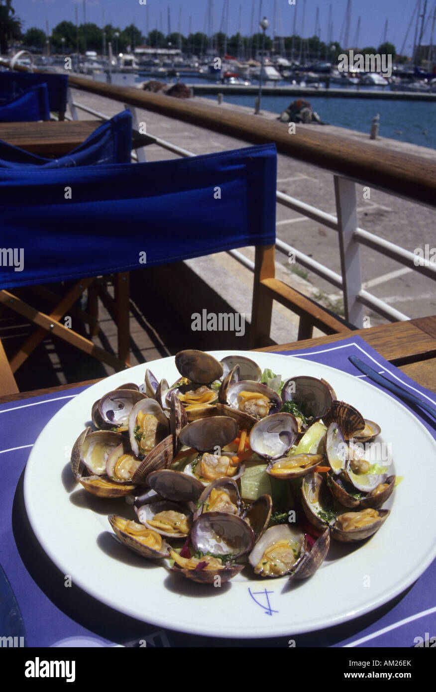 Muscheln in Pesquero Bar PALMA DE MALLORCA Balearen Spanien Stockfoto