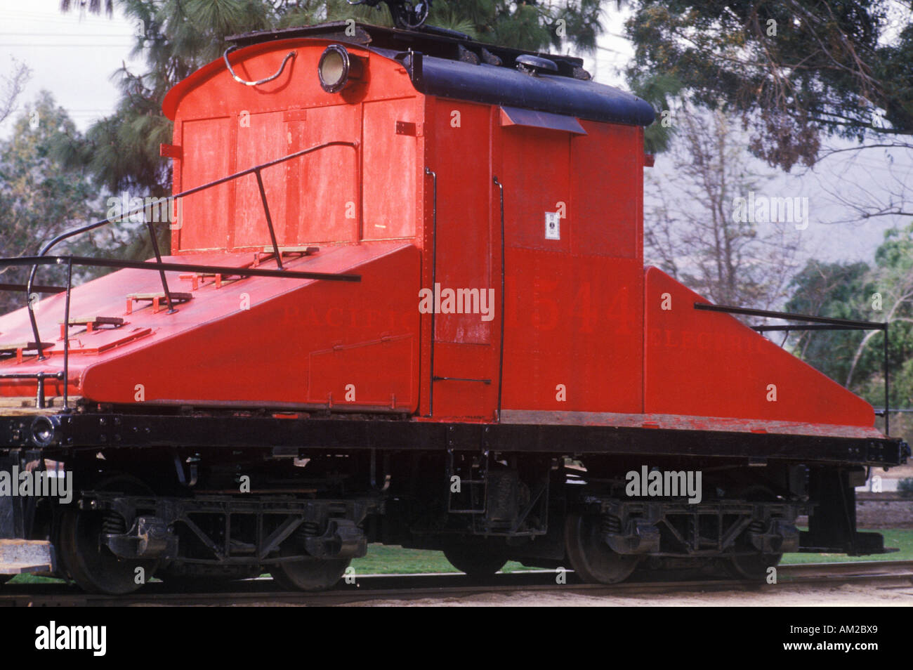 Eine alte altmodische Eisenbahn-Pkw ist auf der Reise Stadt Transport Museum Los Angeles California Stockfoto
