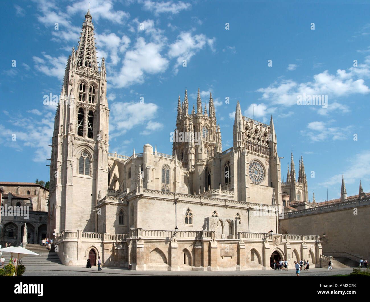 Kathedrale und dem Plaza Rey San Fernando, Burgos, Castilla y Leon, Spanien Stockfoto