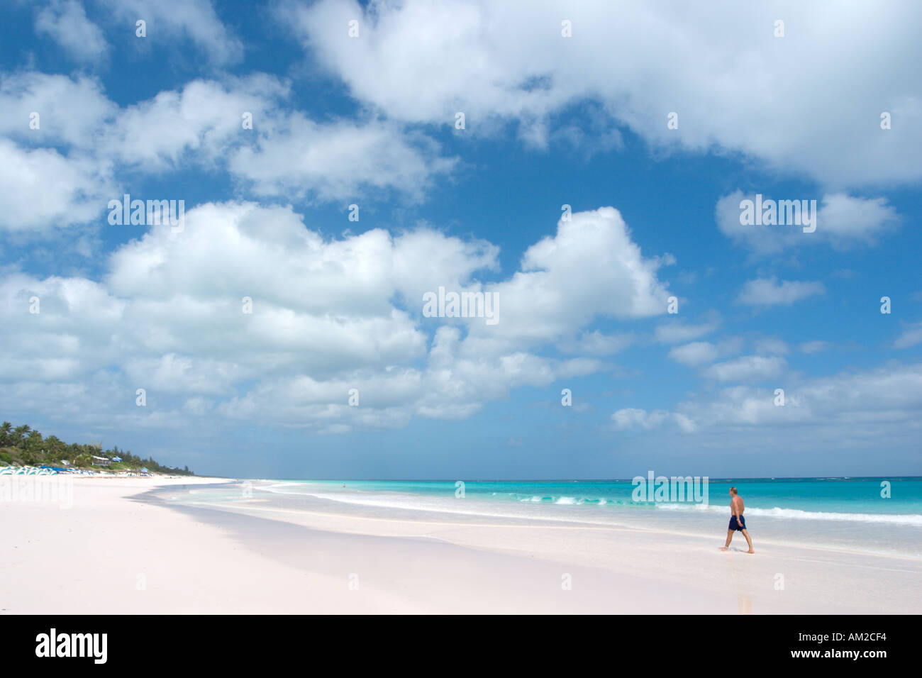 Rosa Sandstrand, Harbour Island, Bahamas Out Islands, Karibik Stockfoto