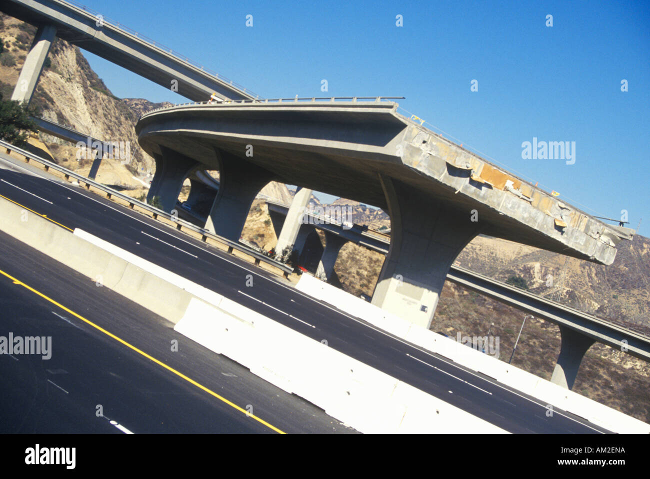 Route 5 und 118 Autobahn Katastrophe nach dem Northridge Erdbeben 1994 Southern California Stockfoto