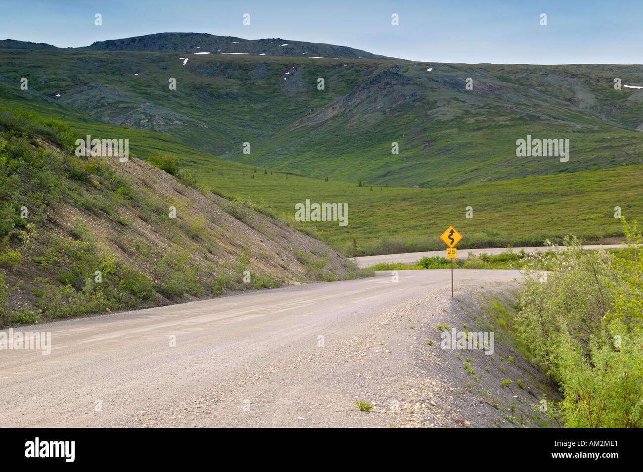 Blick nach Norden auf die Parkstraße in den Primrose Ridge Denali Nationalpark, Alaska Stockfoto