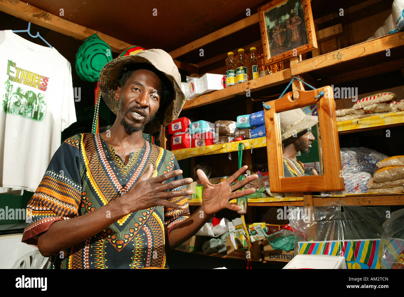 "Pressesprecher" der Rastafari Marcus Garvey Gemeinschaft, Cape Town, Südafrika Stockfoto