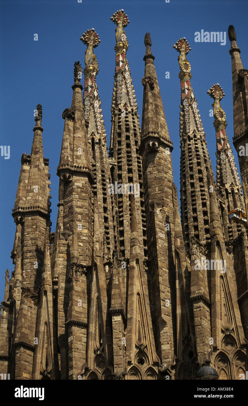 Ein Blick auf die Sagrada Familia in Barcelona zeigen die meisten der hohen Türme Stockfoto