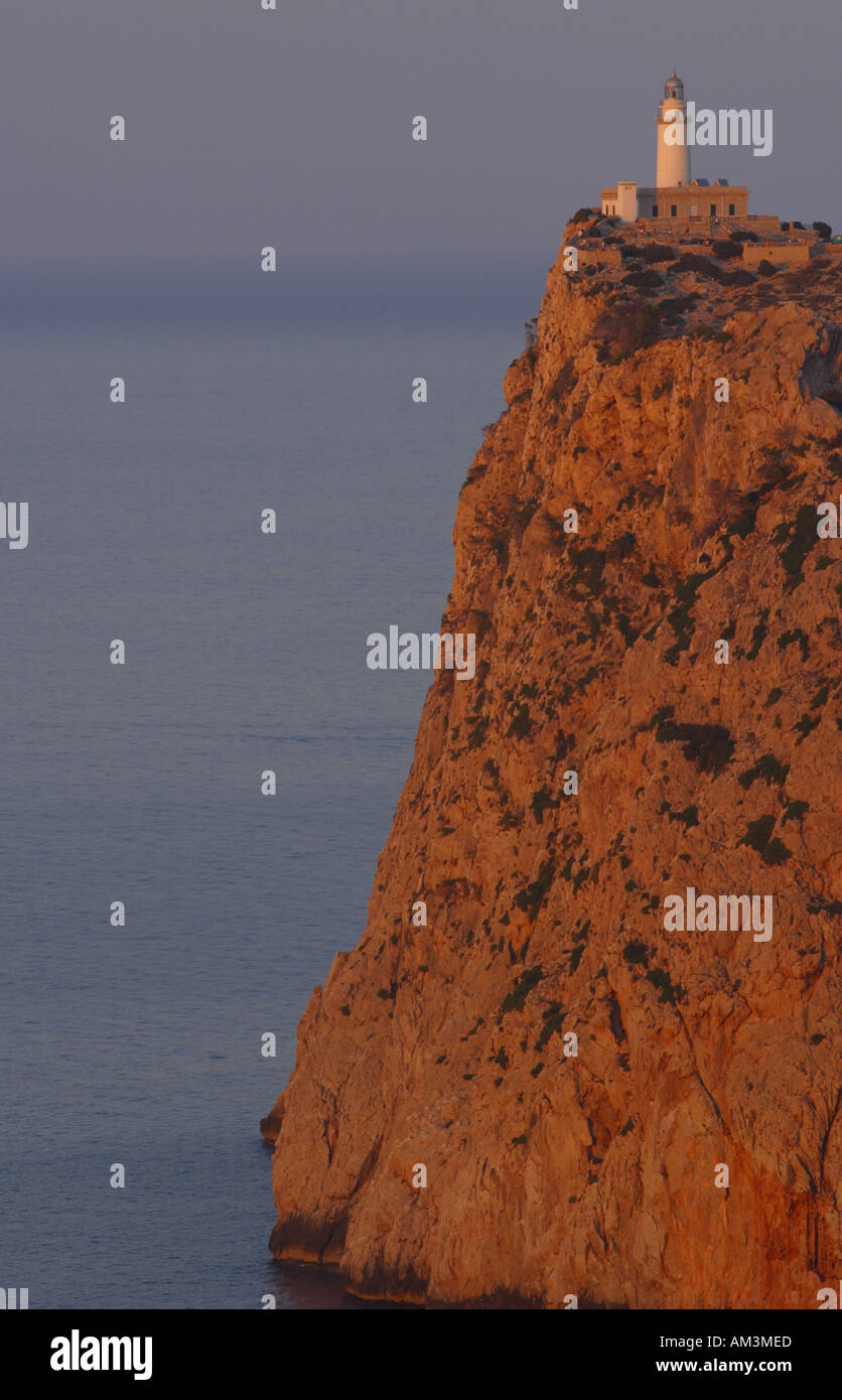 Leuchtturm am Cap de Formentor Mallorca Mallorca Abendsonne Stockfoto