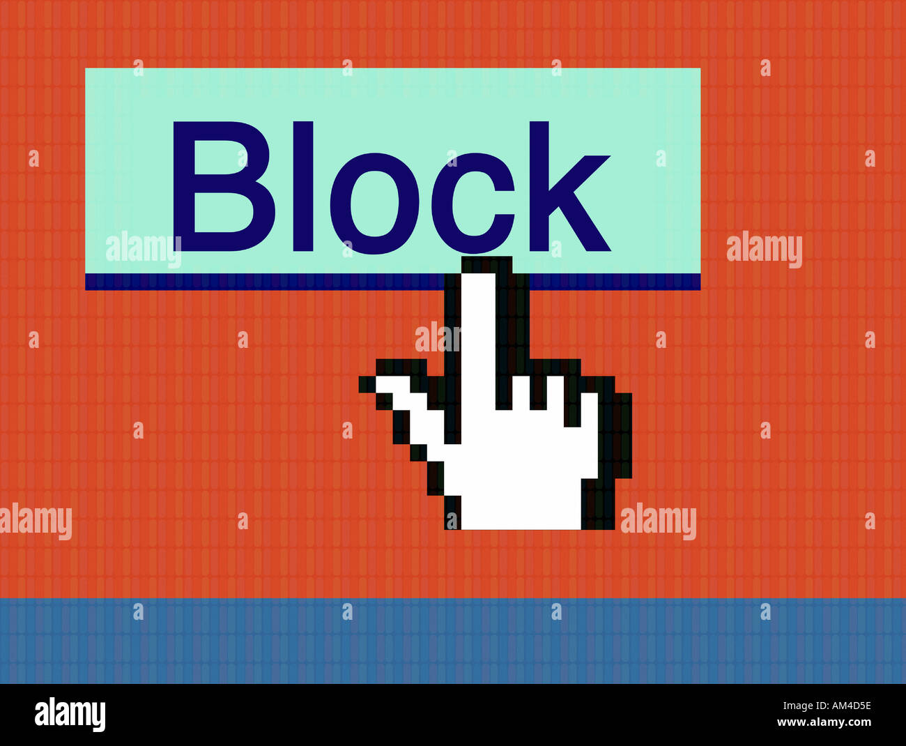 Screenshot der Handcursor über Schaltfläche "Block" Stockfoto