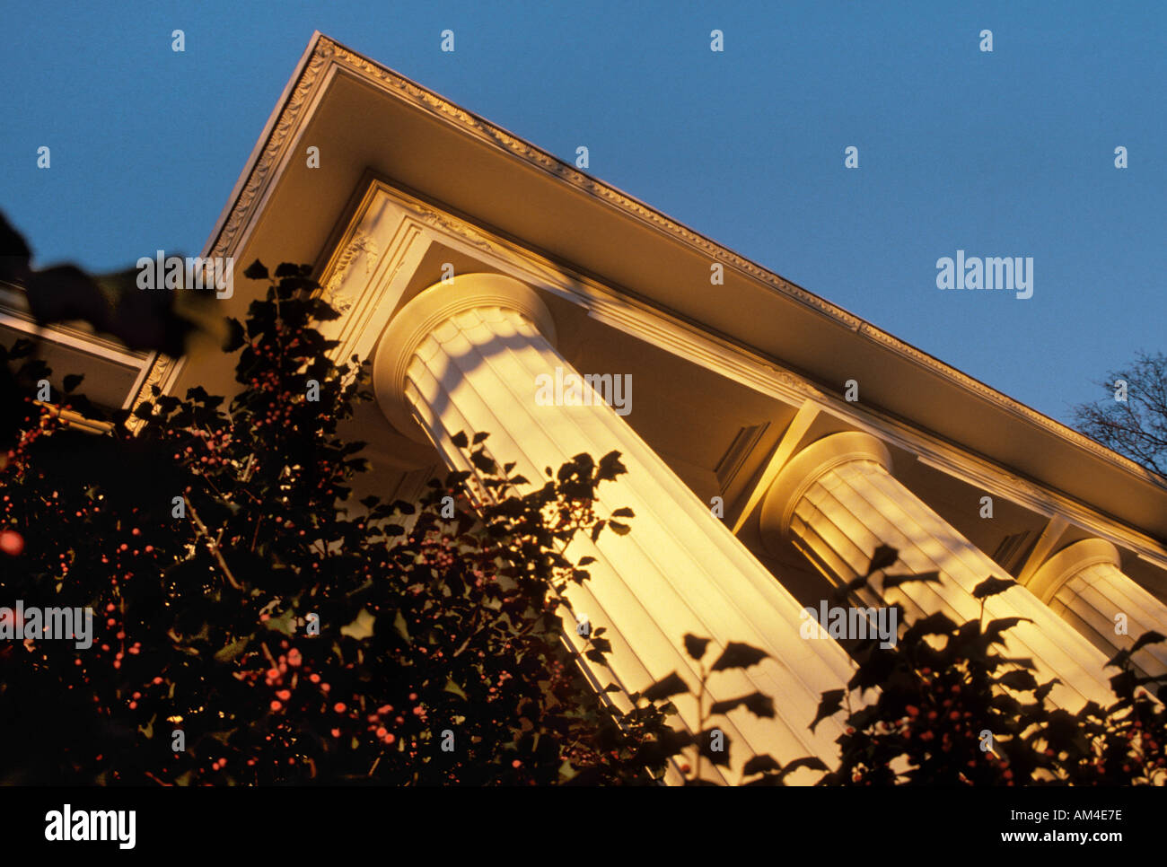 Gericht Haus Spalten bei Sonnenuntergang Stockfoto
