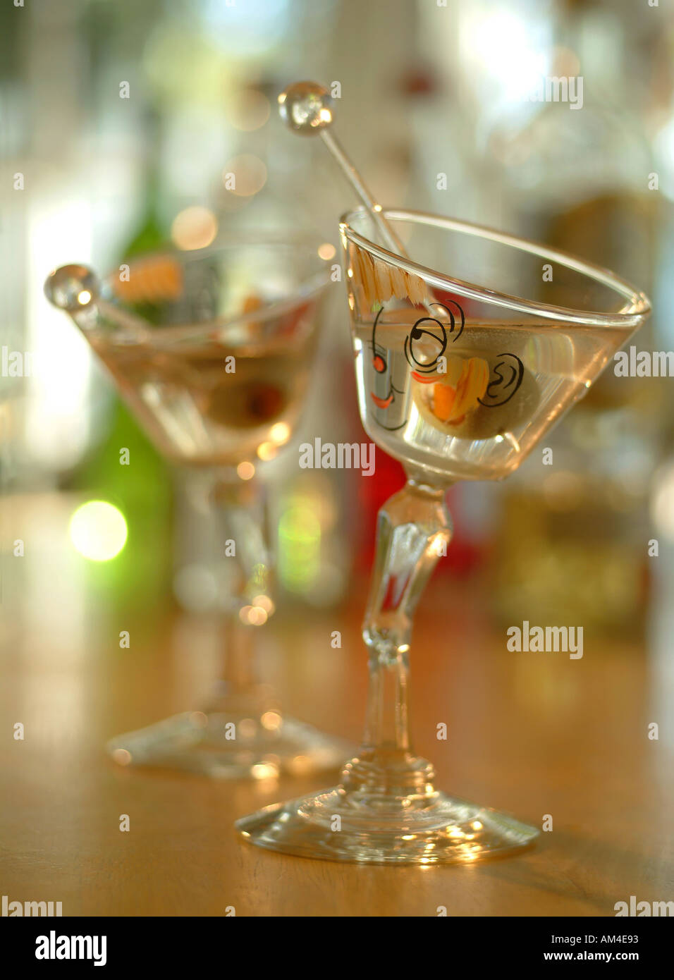 Krummen Martinigläser Stockfoto