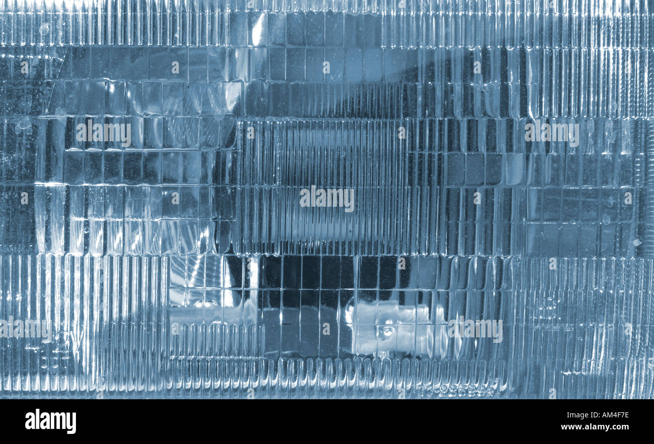 quadratische KFZ Scheinwerfer hautnah Stockfoto