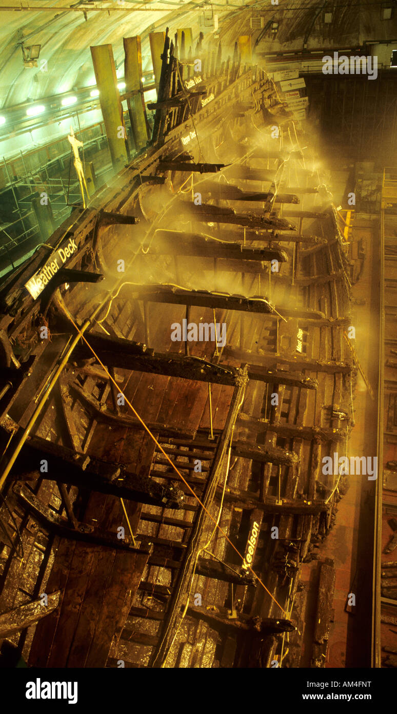 Portsmouth der Mary Rose Tudor Segelschiff Hampshire Hants England UK Tourismus Geschichte historischer Holzschutz historische Stockfoto