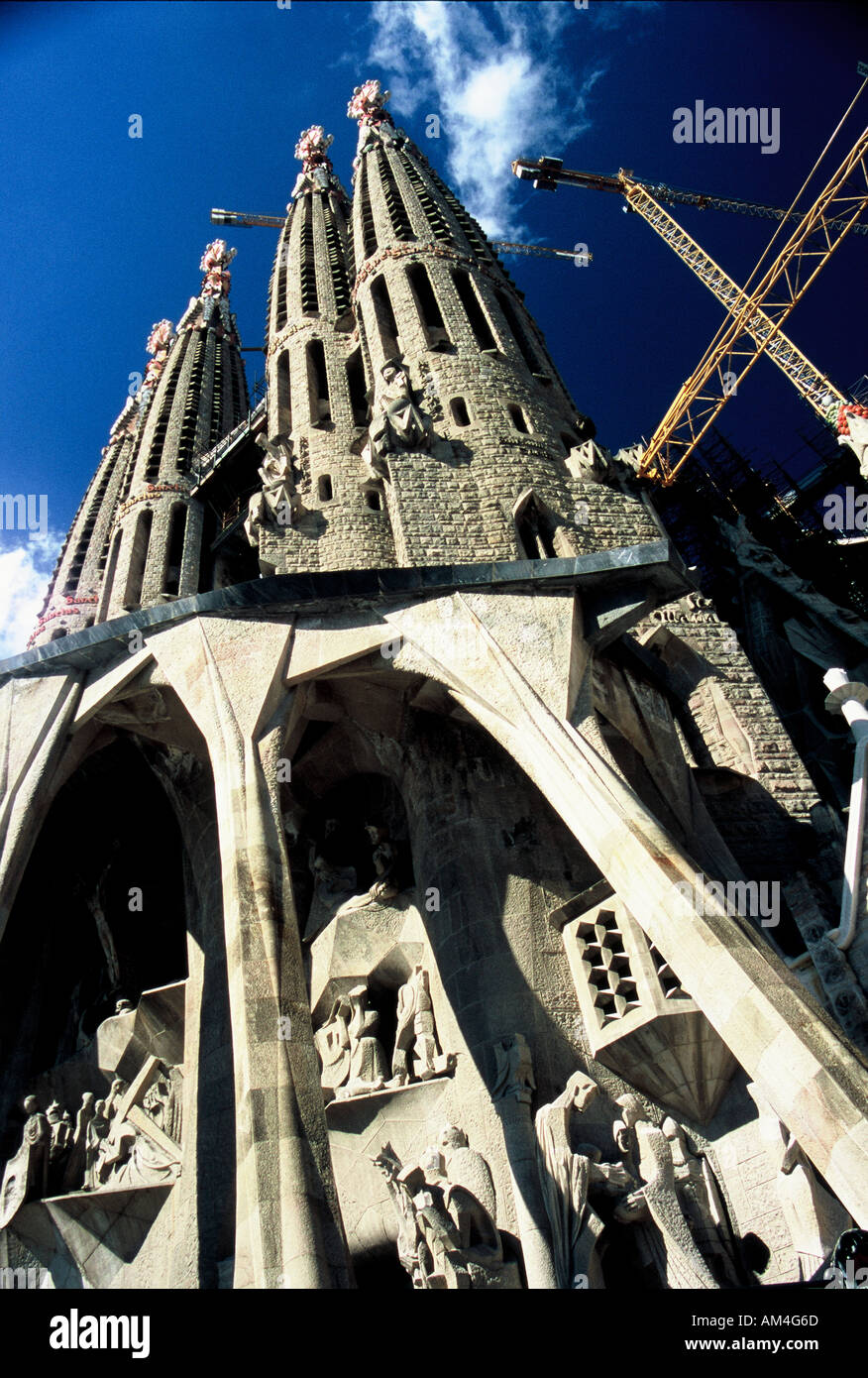 Barcelona Plain Pla de Barcelona L Eixample La Sagrada Família die südwestlichen Fassade Leidenschaft Fassade auf Christi letzte Tage Stockfoto