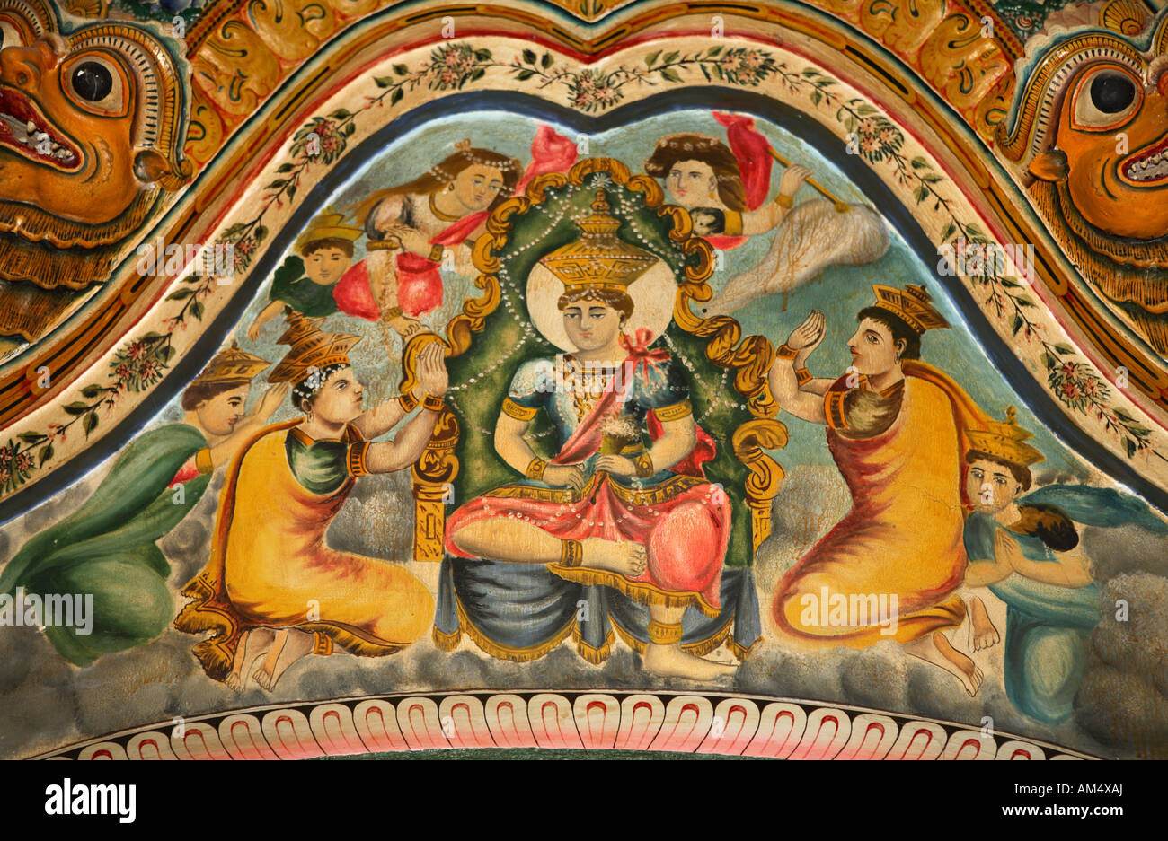 Detail aus der Kunst in einem buddhistischen Tempel in Sri Lanka Stockfoto