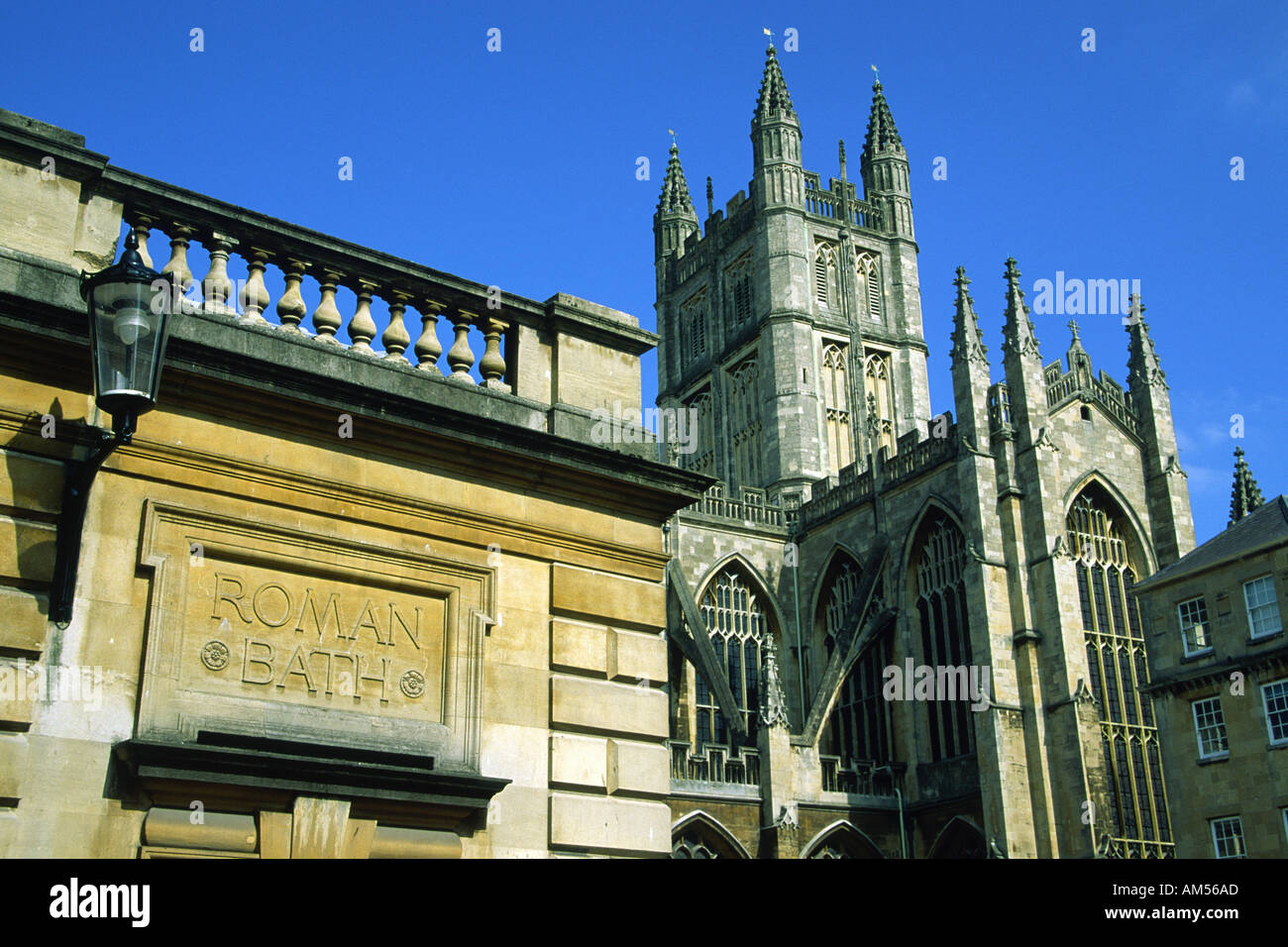 Römisches Bad Zeichen und Abtei Bath Avon England Stockfoto