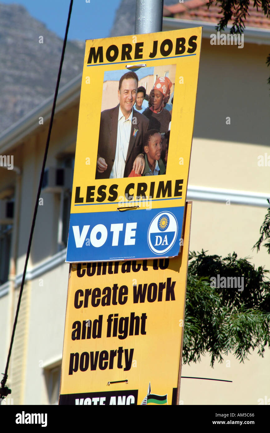 Kapstadt Südafrika RSA Afrikanischer Nationalkongreß Wahlen Stimmen DA Poster Stockfoto