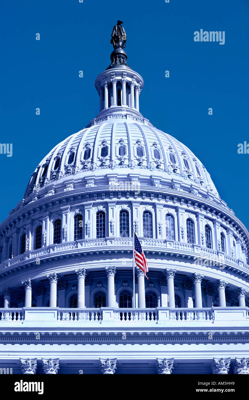Blaue farbige US-Kapitol in Washington DC In Amerika die Farbe Blau ist ein Symbol für die liberal-demokratische Partei Stockfoto
