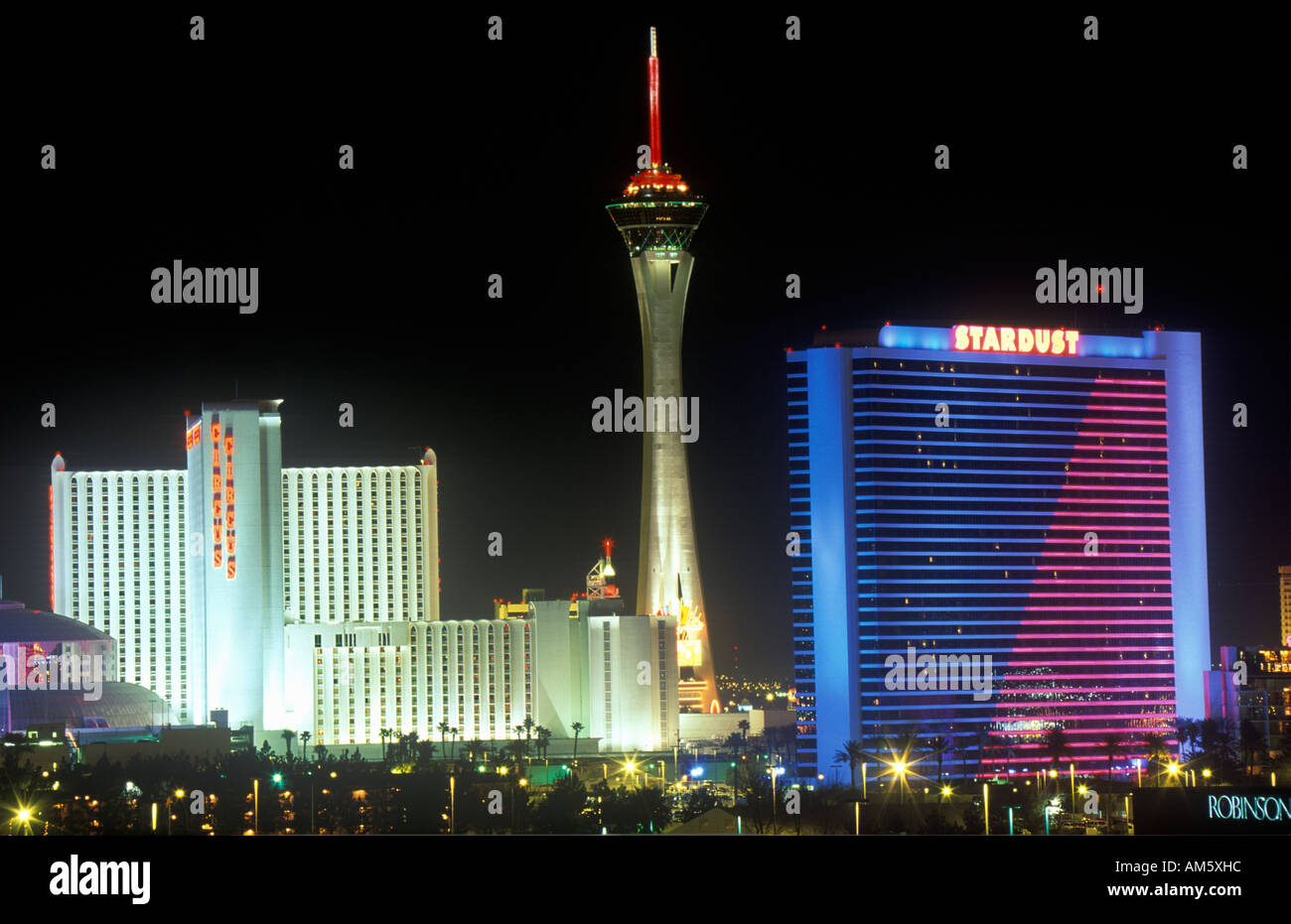 Stratosphere Tower und Stardust Hotel Las Vegas NV Stockfoto Stratosphere Tower und Stardust Hotel Las Vegas NV Stockfoto