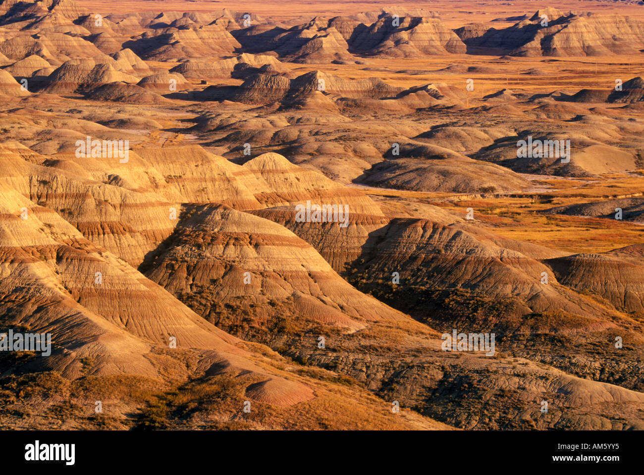 Badlands Nationalpark bei Sonnenuntergang South Dakota Stockfoto