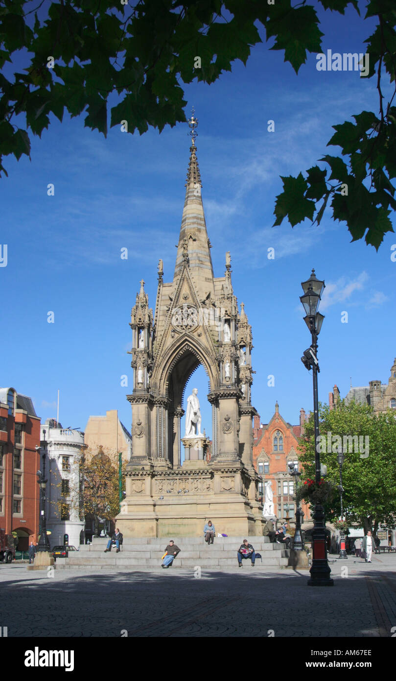 Albert Memorial, Albert Platz, vor dem Rathaus von Manchester Stockfoto