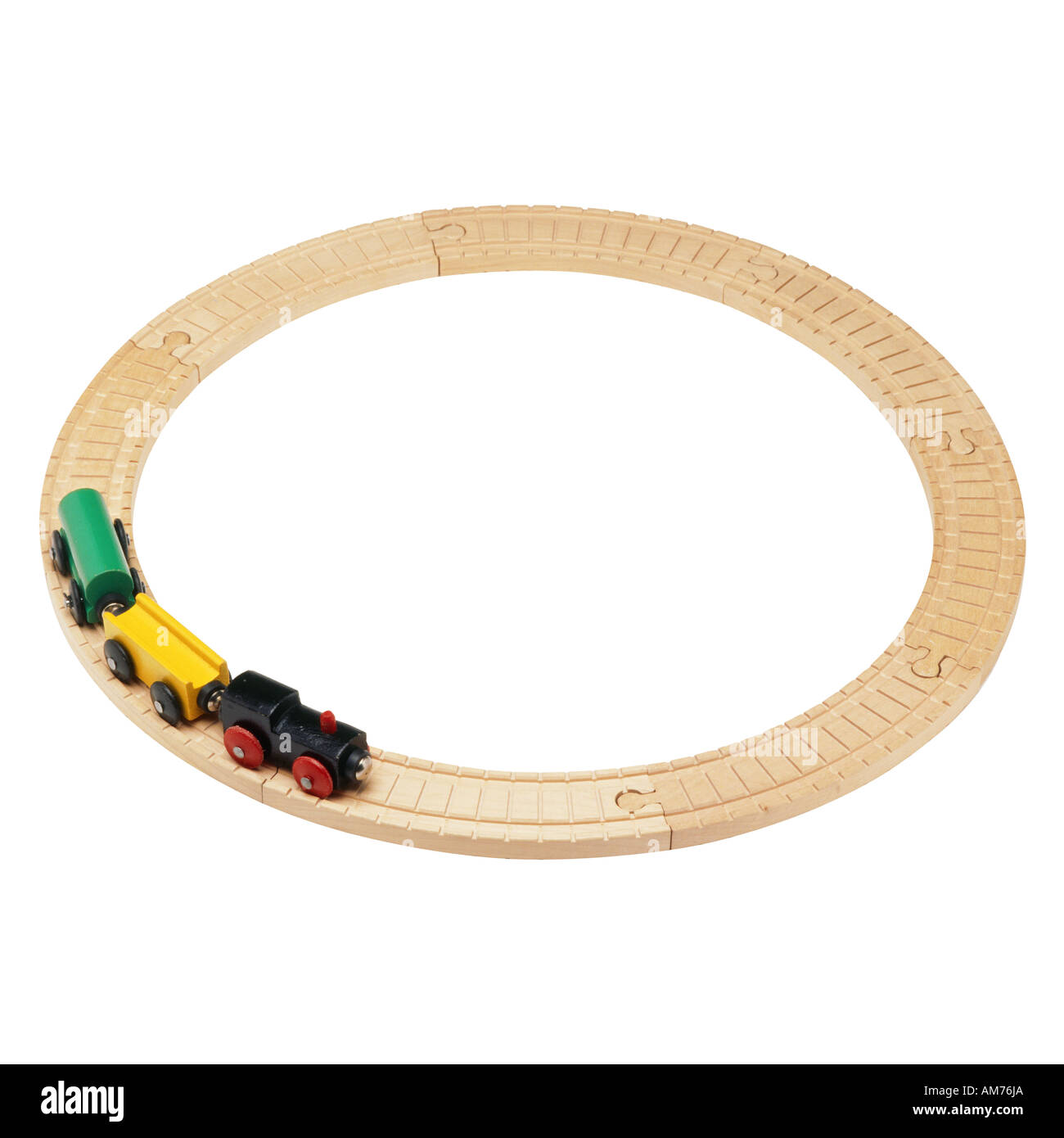 Eine Spielzeugeisenbahn und Gleise Stockfoto