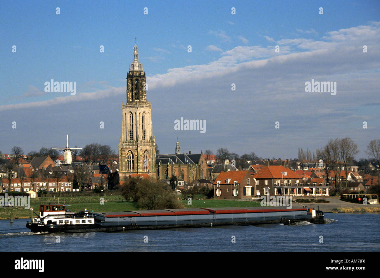 Niederlande Rhein Rhein Boot Schiff Kirche Stockfoto