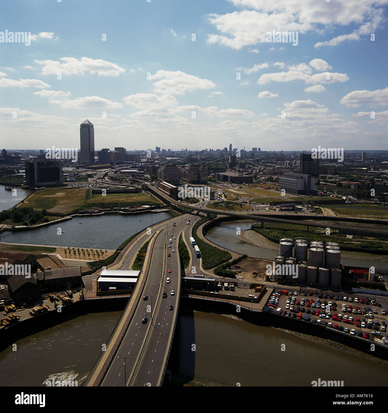 Docklands Industriegebiet London UK Luftbild Stockfoto