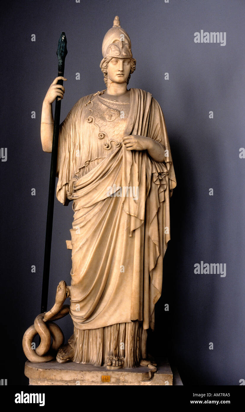 Der parischen Marmor Athena Giustiniani oder Giustiniani Minerva ist eine Antonine Roman Marmor Kopie der griechischen Skulptur von Pallas Adie Stockfoto