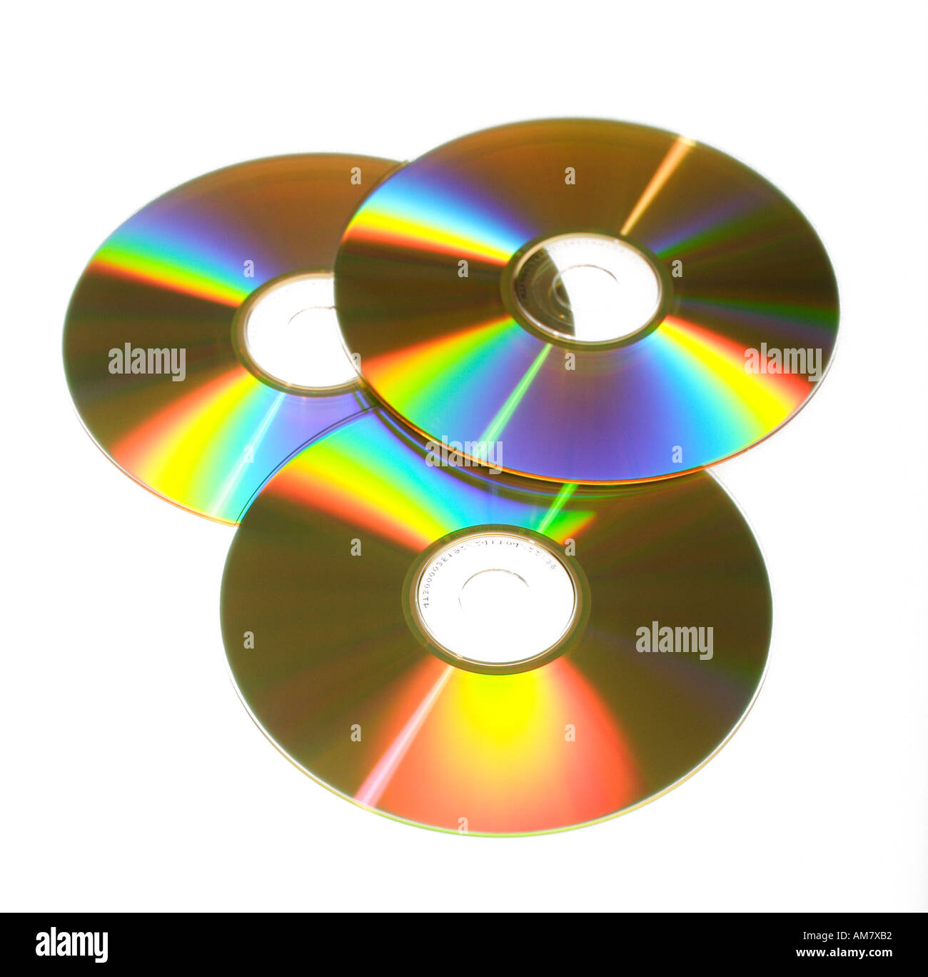 Compact-Discs vor weißem Hintergrund Stockfoto