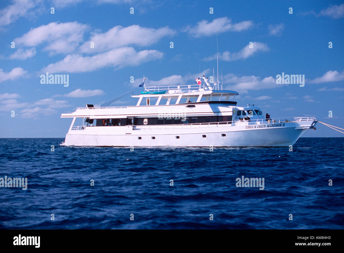 Tauchboot "Aggressor", Silverbancs, Dominikanische Republik, Sonnenuntergang Stockfoto