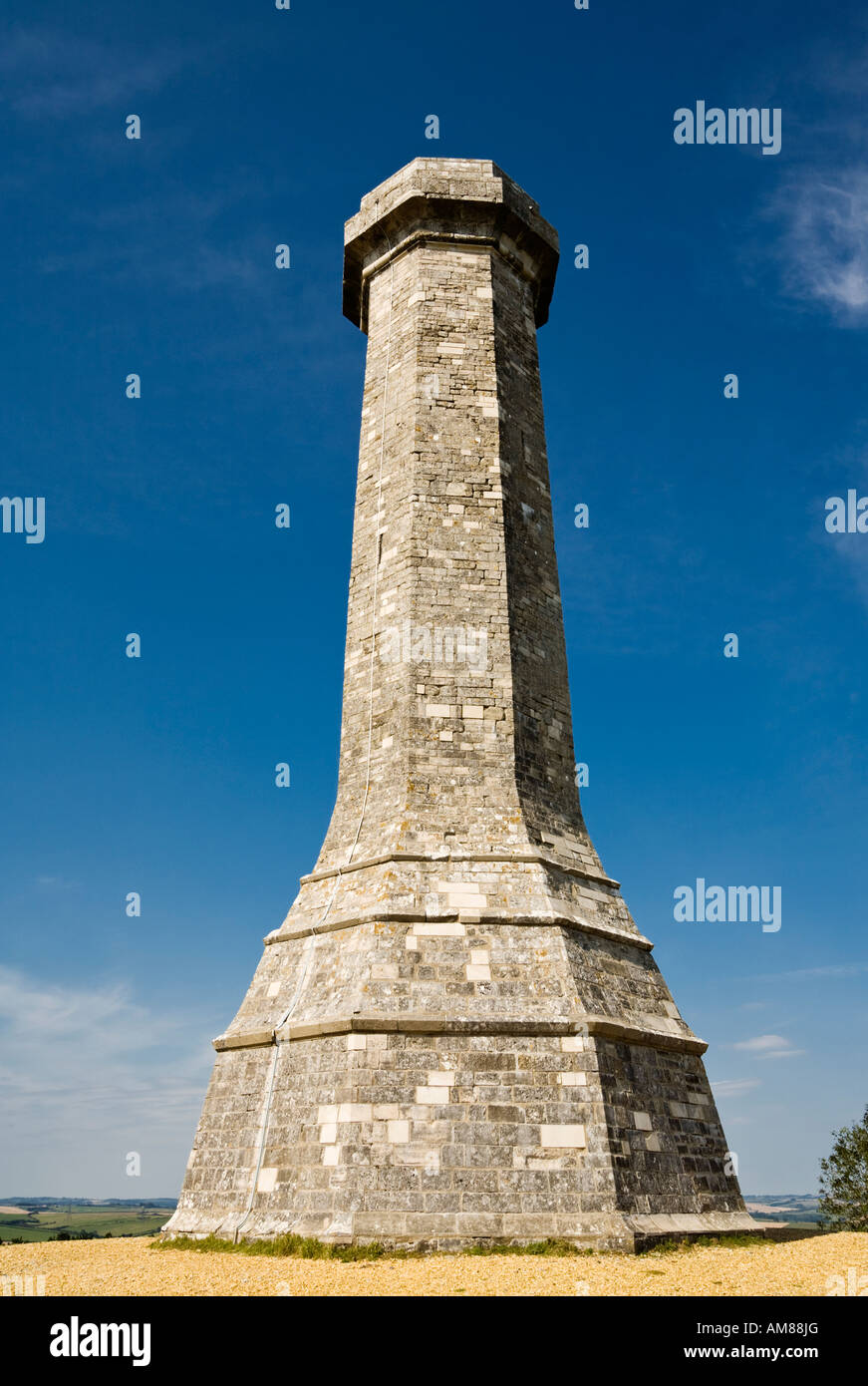 Vice-Admiral Sir Thomas Masterman Hardy Monument in der Nähe von Portesham, Dorset, England, UK Stockfoto