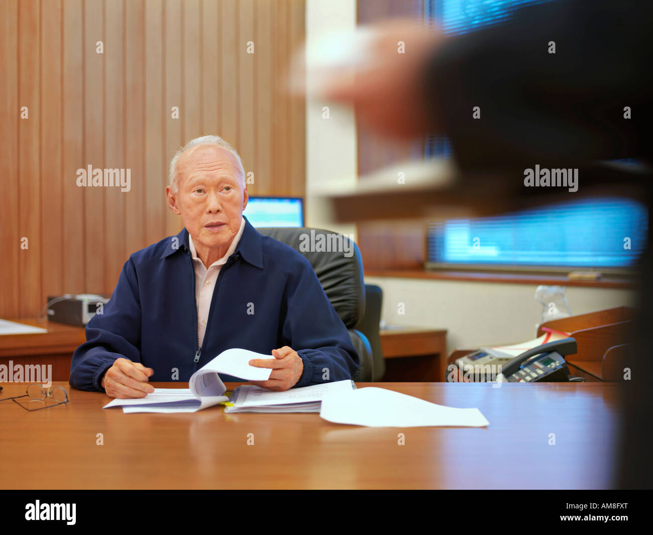 Minister Mentor Lee Kuan Yew der wichtigsten und einflussreichsten Figur in Singapur s Politik und Entwicklung. Stockfoto